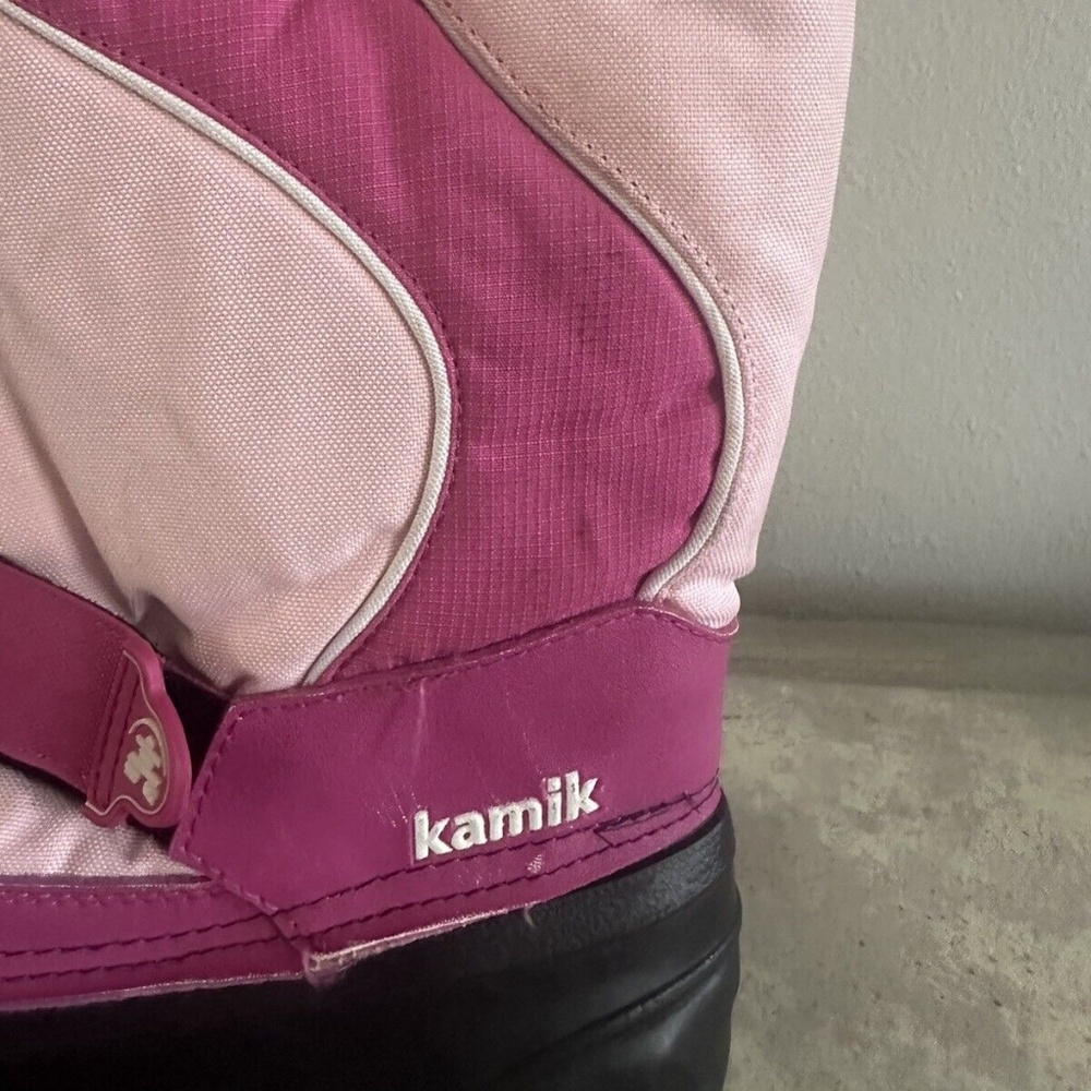 KAMIK Big Girls Sz 4 Winter Snow Boots Pink Black Fleece Lined - Picture 3 of 10